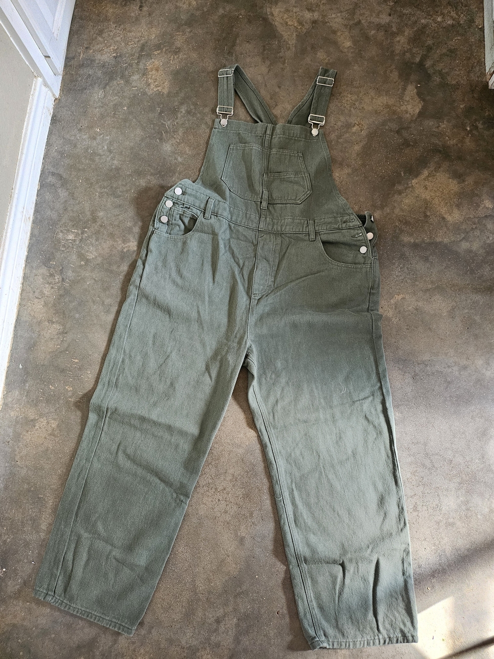 Anrabess Women's Soft Denim Rayon Poly Sage Green Overalls - XL